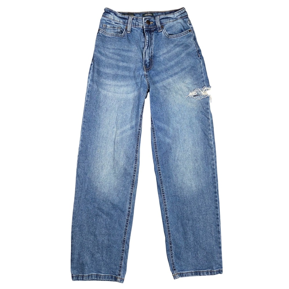 Wild Fable 90s Relaxed Straight Jeans Blue Distressed High Rise Womens Size 0
